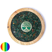 Untersetzer Holz Edelsteine - Baum des Lebens | Tigerauge, Aventurin