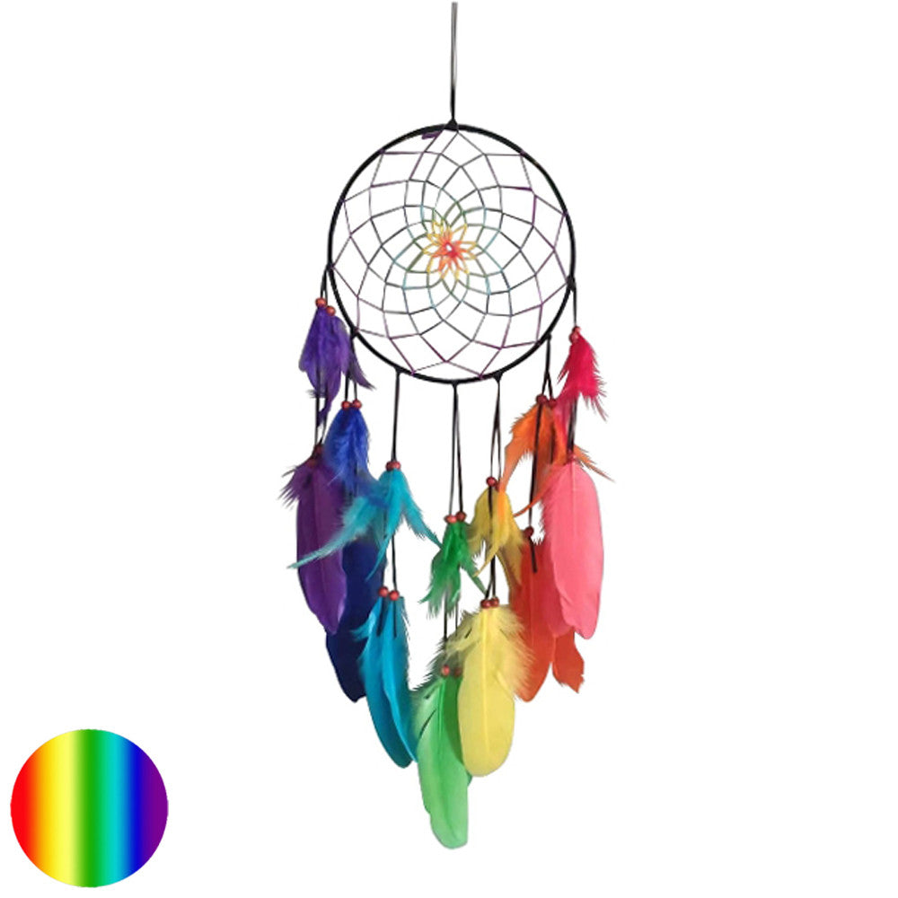 Traumfänger - Regenbogen Chakra | mit Holz Perlen