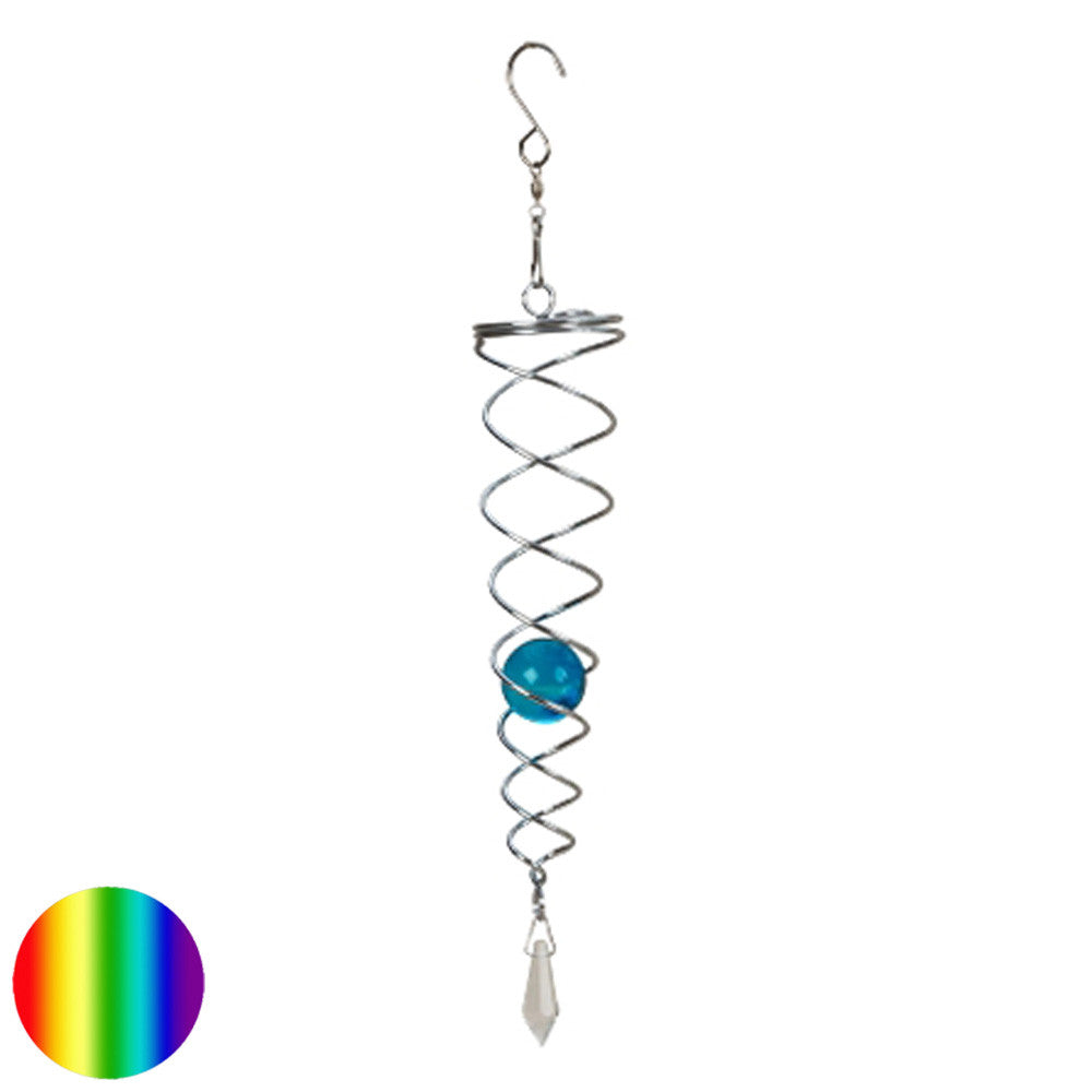 Windspiel Doppel-Spirale - Glaskugel türkis | Metall verchromt