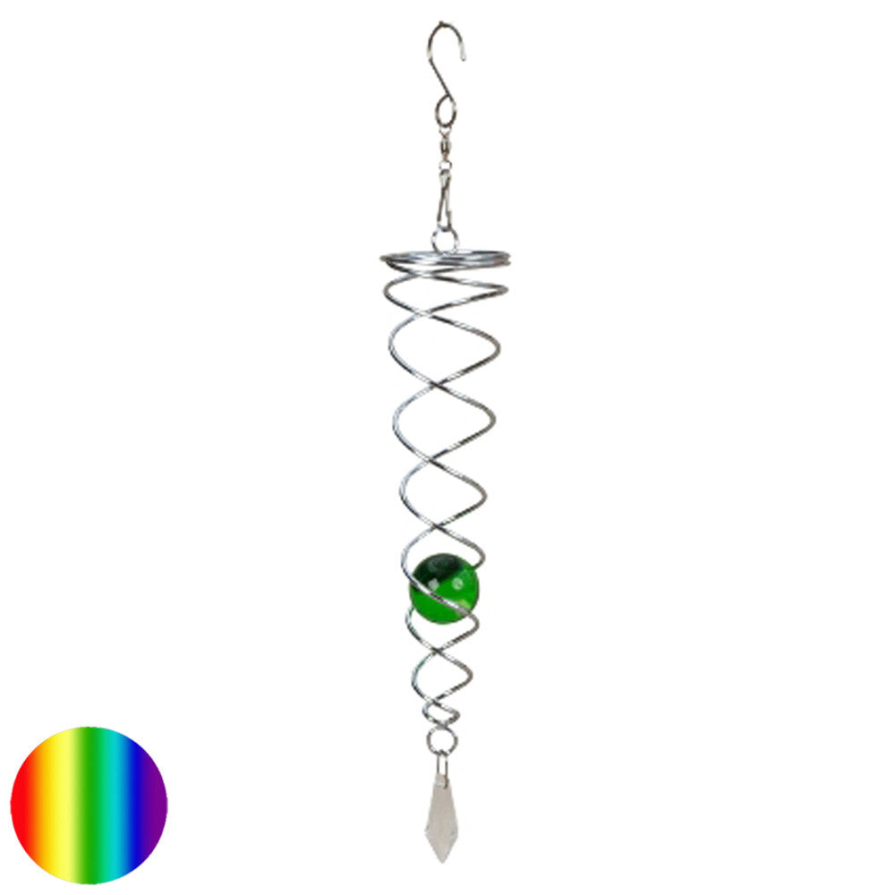 Windspiel Doppel-Spirale - Glaskugel grün | Metall verchromt