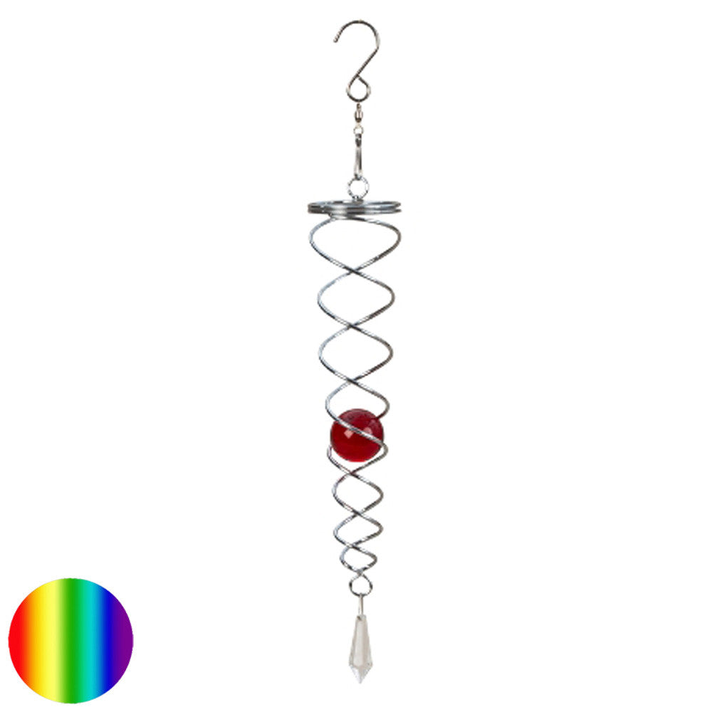 Windspiel Doppel-Spirale - Glaskugel rot | Metall verchromt