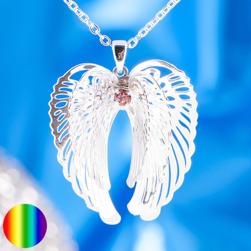 Anhänger mit Kette - Schutzengelflügel | Messing versilbert