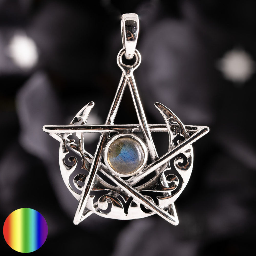 Anhänger - Pentagramm in Mondsichel | Keltischer Schmuck