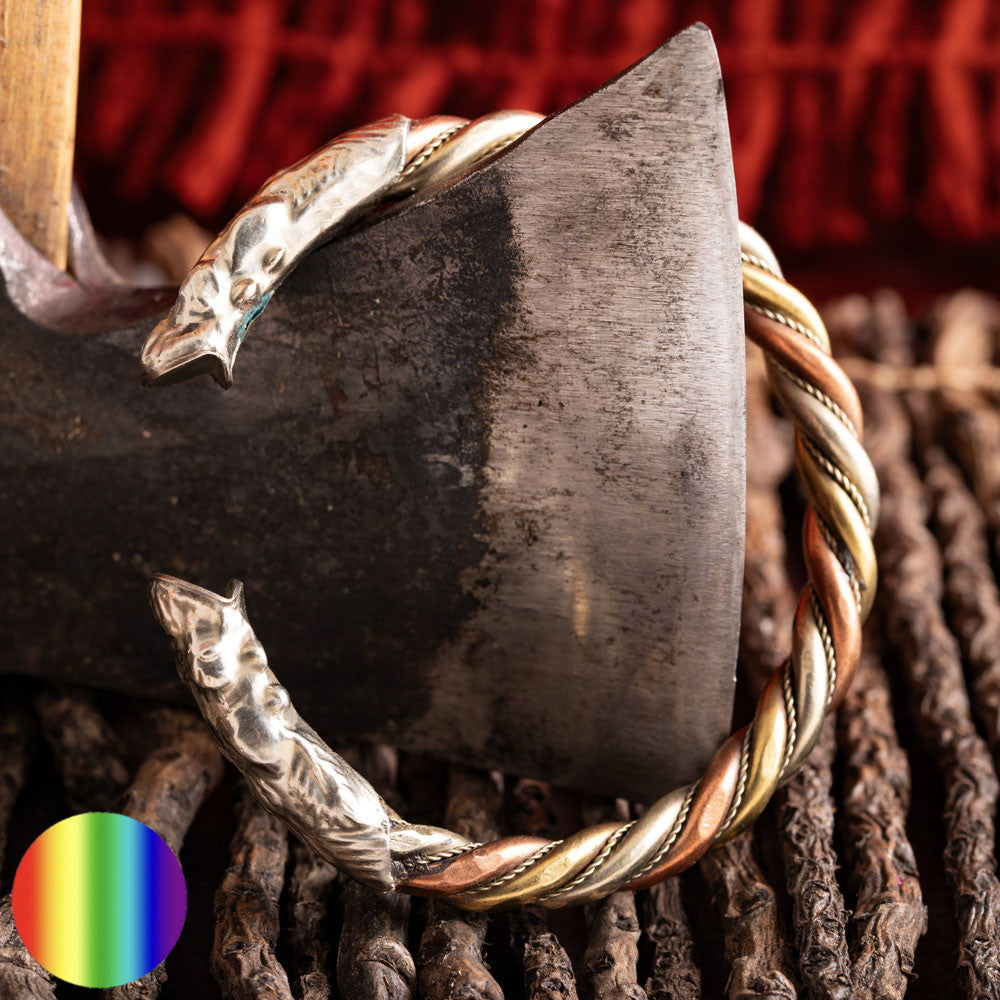Wikinger Armreif mit Drachenköpfen | Breite 5mm und unten offen