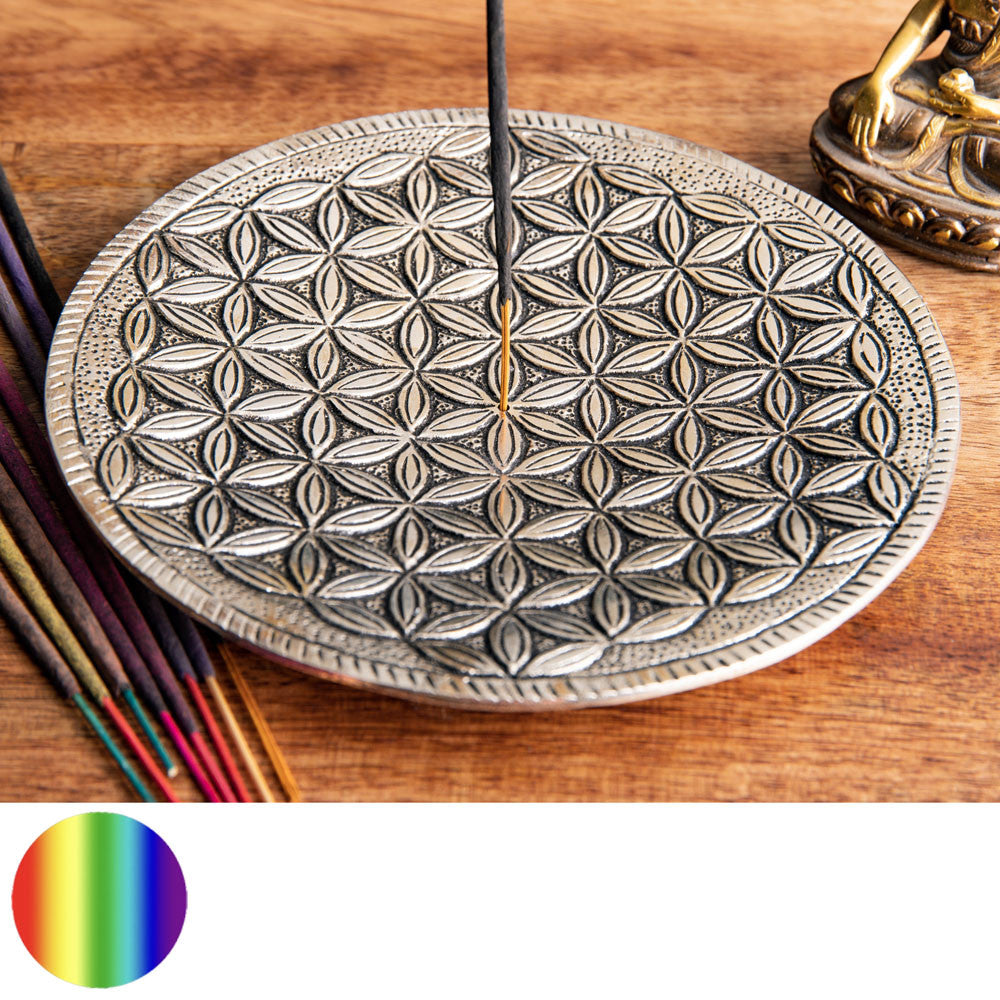 Stäbchenhalter Weissmetall - Blume des Lebens  | Räucherstäbchenhalter