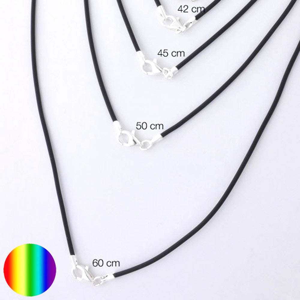 Kautschukband - schwarz - 60cm - 1,5mm | Karabinerverschluss in Silber