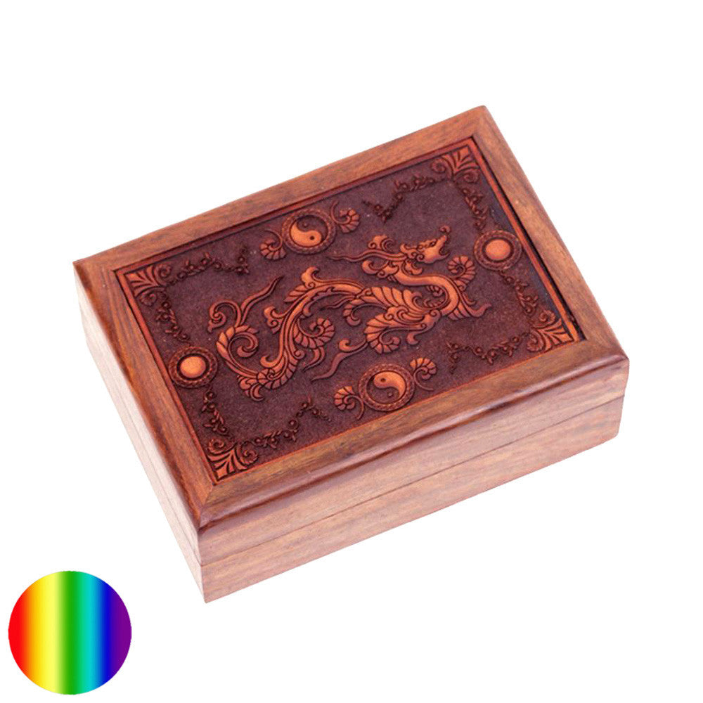 Holzschatulle - Drachen geschnitzt | aus Akazien Holz