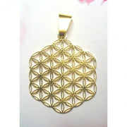 Edelstahl Anhänger vergoldet - Blume des Lebens randlos 25mm