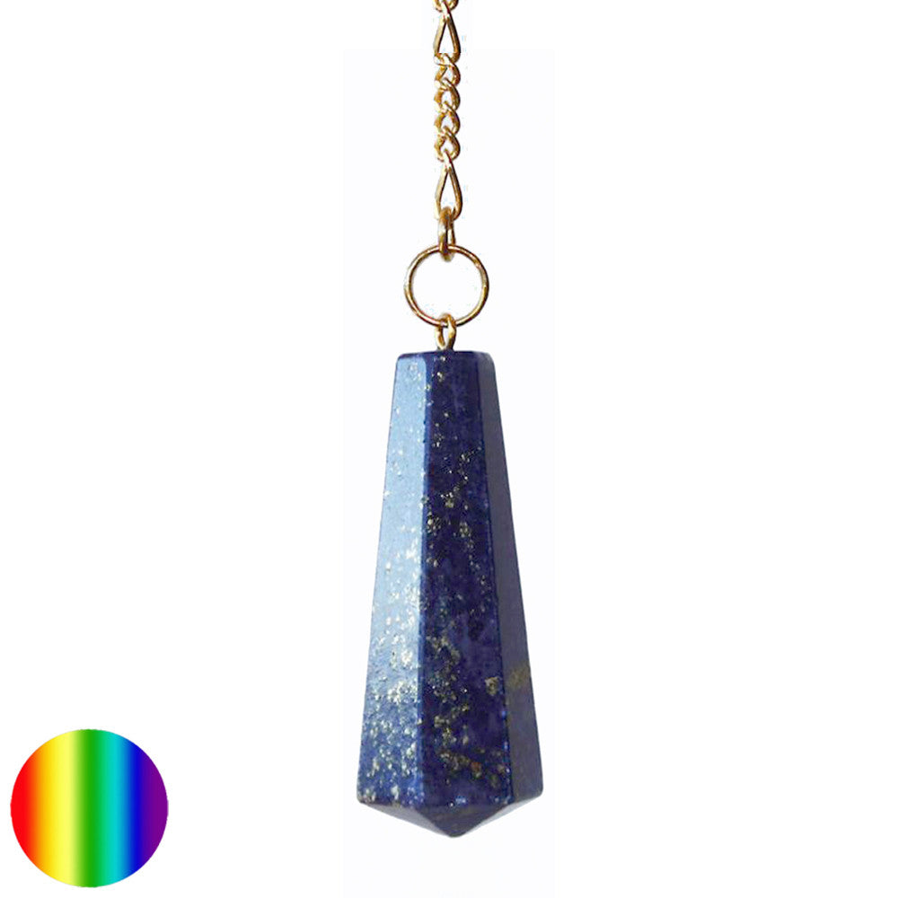 Stabpendel Sechskant 40mm - Lapis Lazuli | Messingkette und Ring