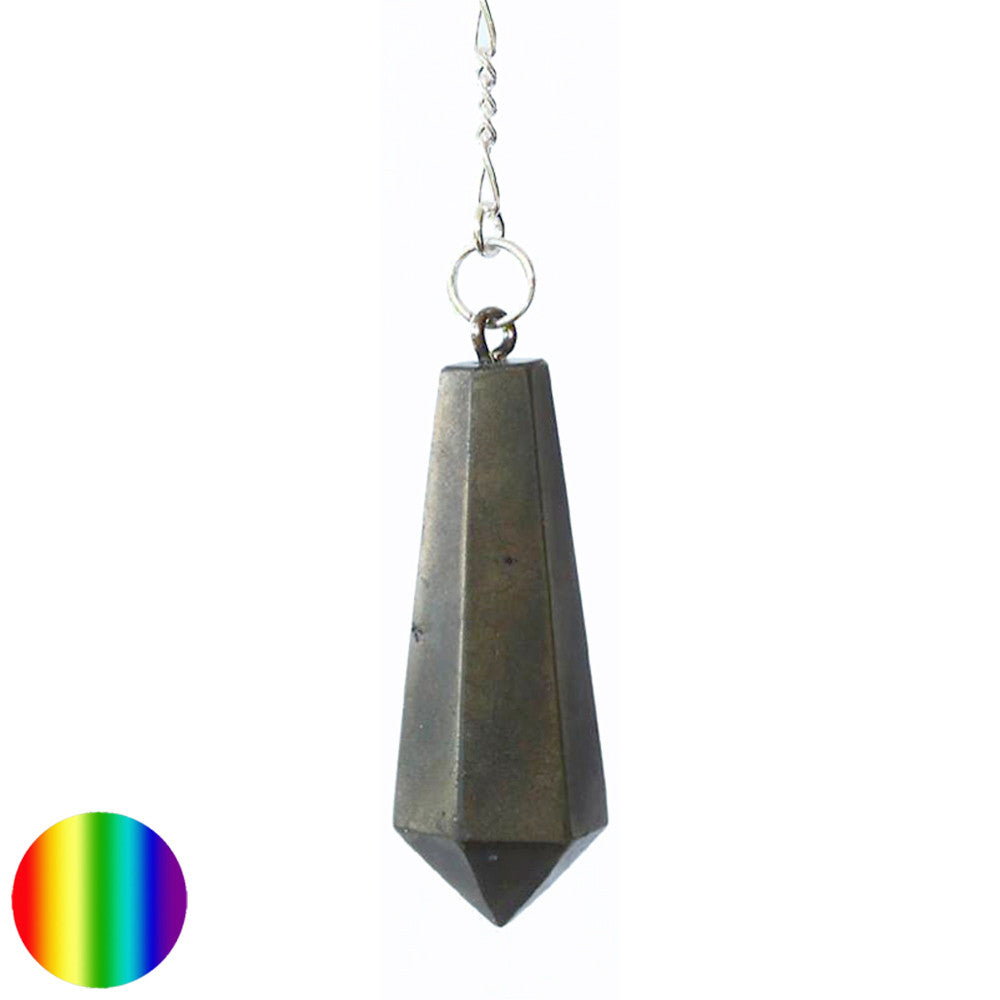 Stabpendel Sechskant 40mm - Pyrit | mit Kette und Ring