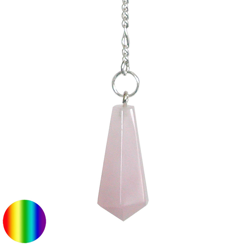 Stabpendel Sechskant 35mm - Rosenquarz | Kette mit Ring