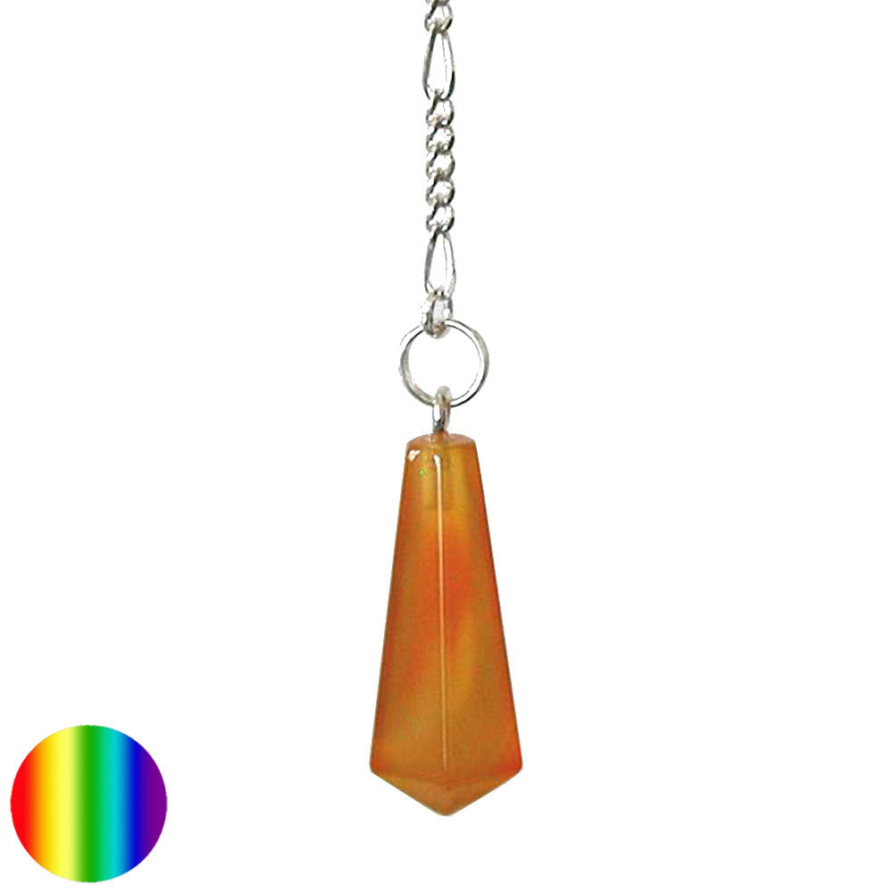 Stabpendel Sechskant 28mm - Carneol | mit Kette und Ring