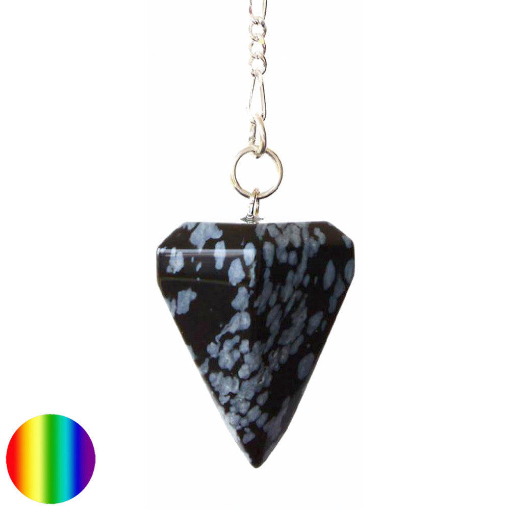 Tropfen Pendel  30mm - Schneeflocken-Obsidian | mit Kette und Ring