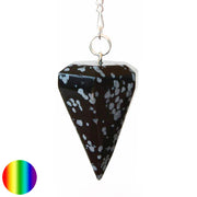 Tropfen Pendel 38mm - Schneeflocken-Obsidian | mit Kette und Ring