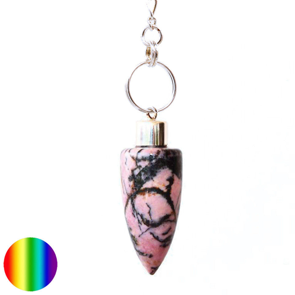 Druiden Pendel 36mm - Rhodonit | mit Kette und Ring