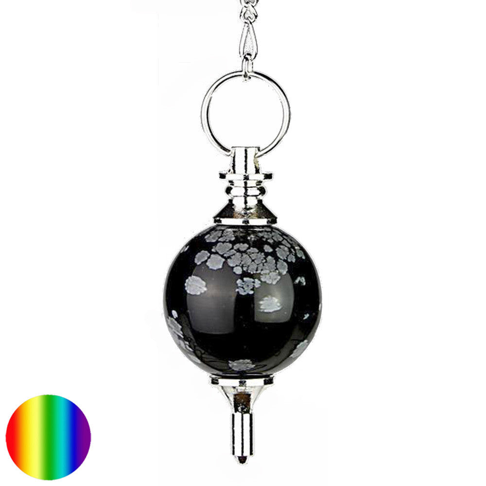 Gallileo-Pendel 20mm - Schneeflocken-Obsidian | mit Kette und Ring