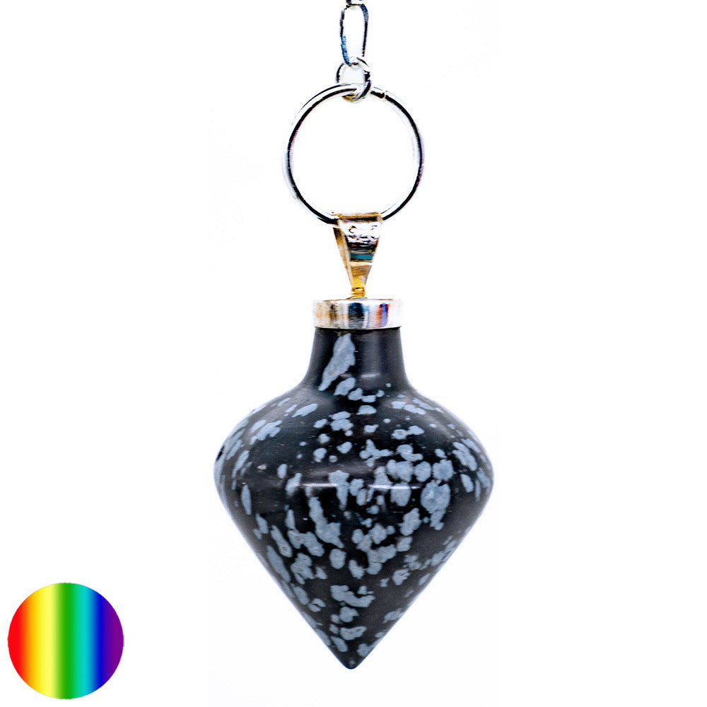 Resonanz Pendel 25mm - Schneeflocken-Obsidian | mit Kette und Ring
