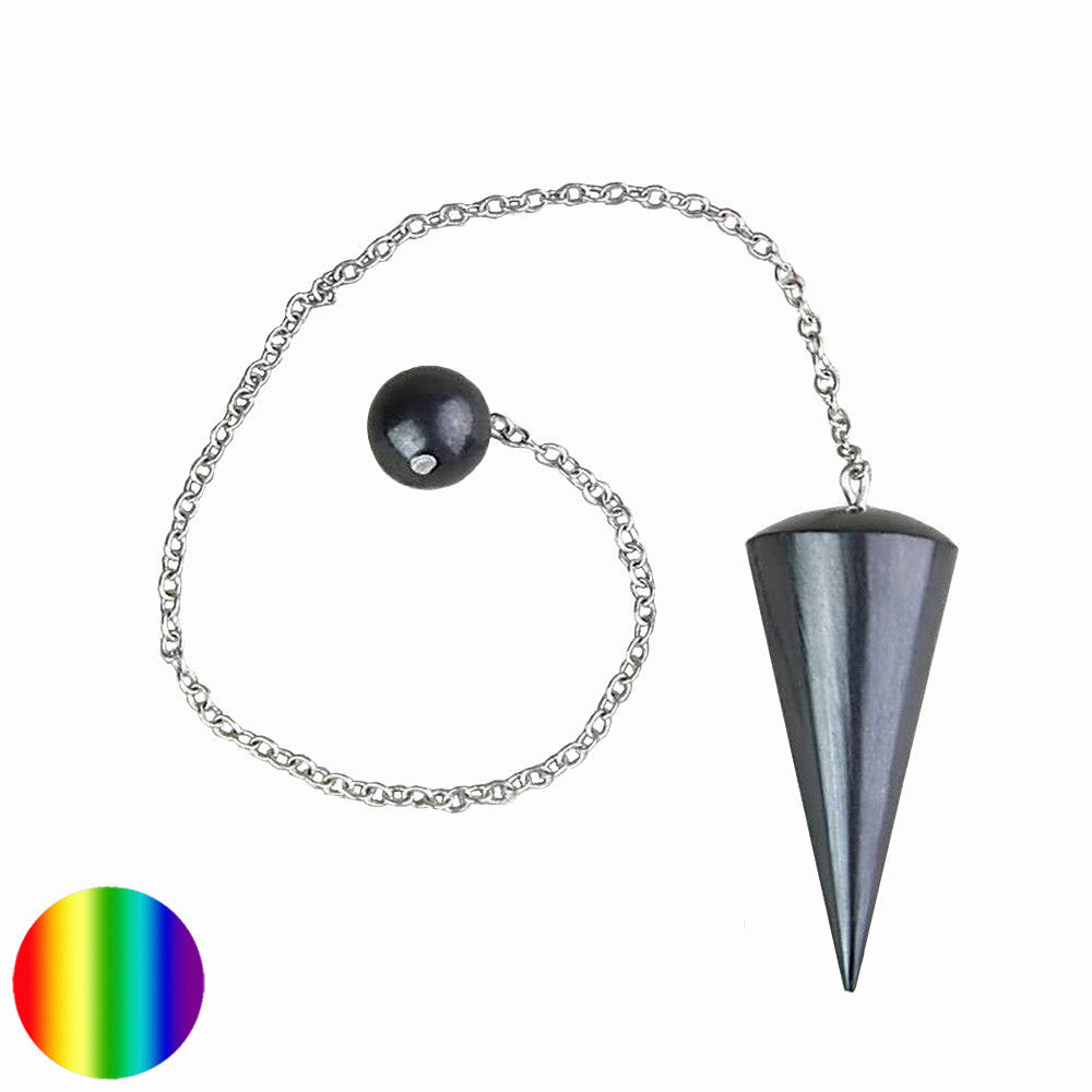 Kegel Pendel - Schungit | mit silberfarbenen Kette und Schungit Kugel