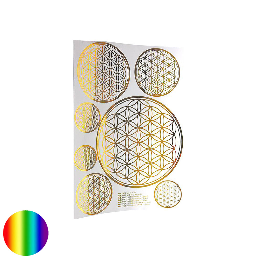 A4 gold Aufkleber Blume des Lebens