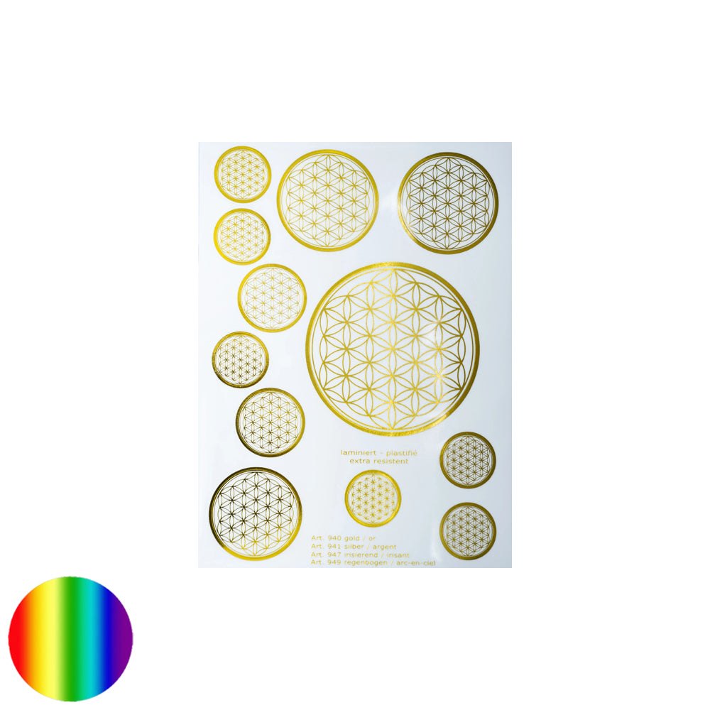 A5 gold Aufkleber Blume des Lebens - B-Qualität