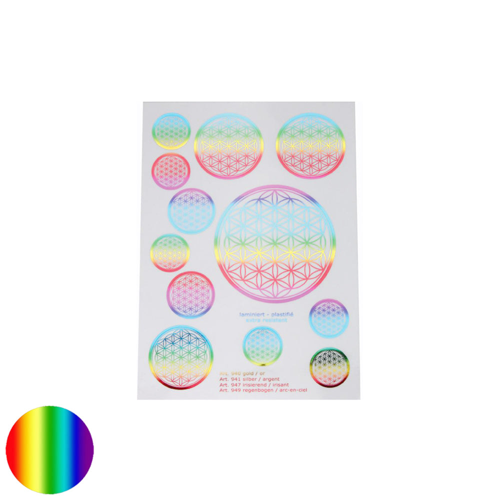 A5 regenbogenfarben Aufkleber Blume des Lebens