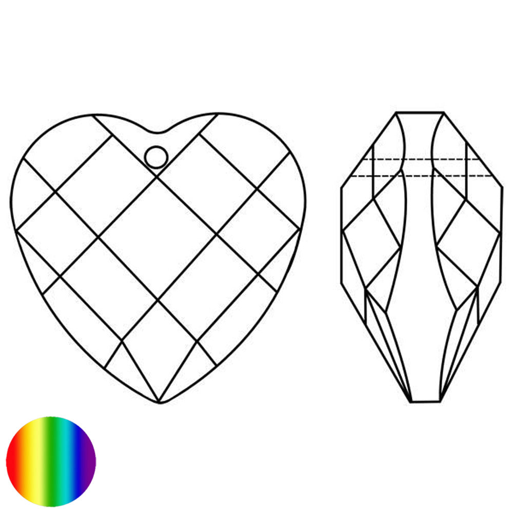 Regenbogen-Kristall - Herz Quadrat 28mm