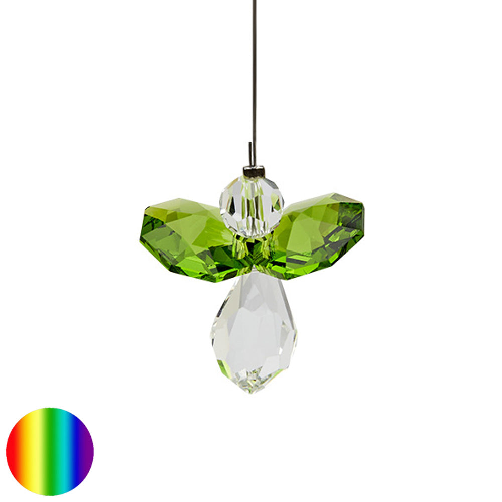 Kristall Schutzengel Alexis grün mit Glas Elements