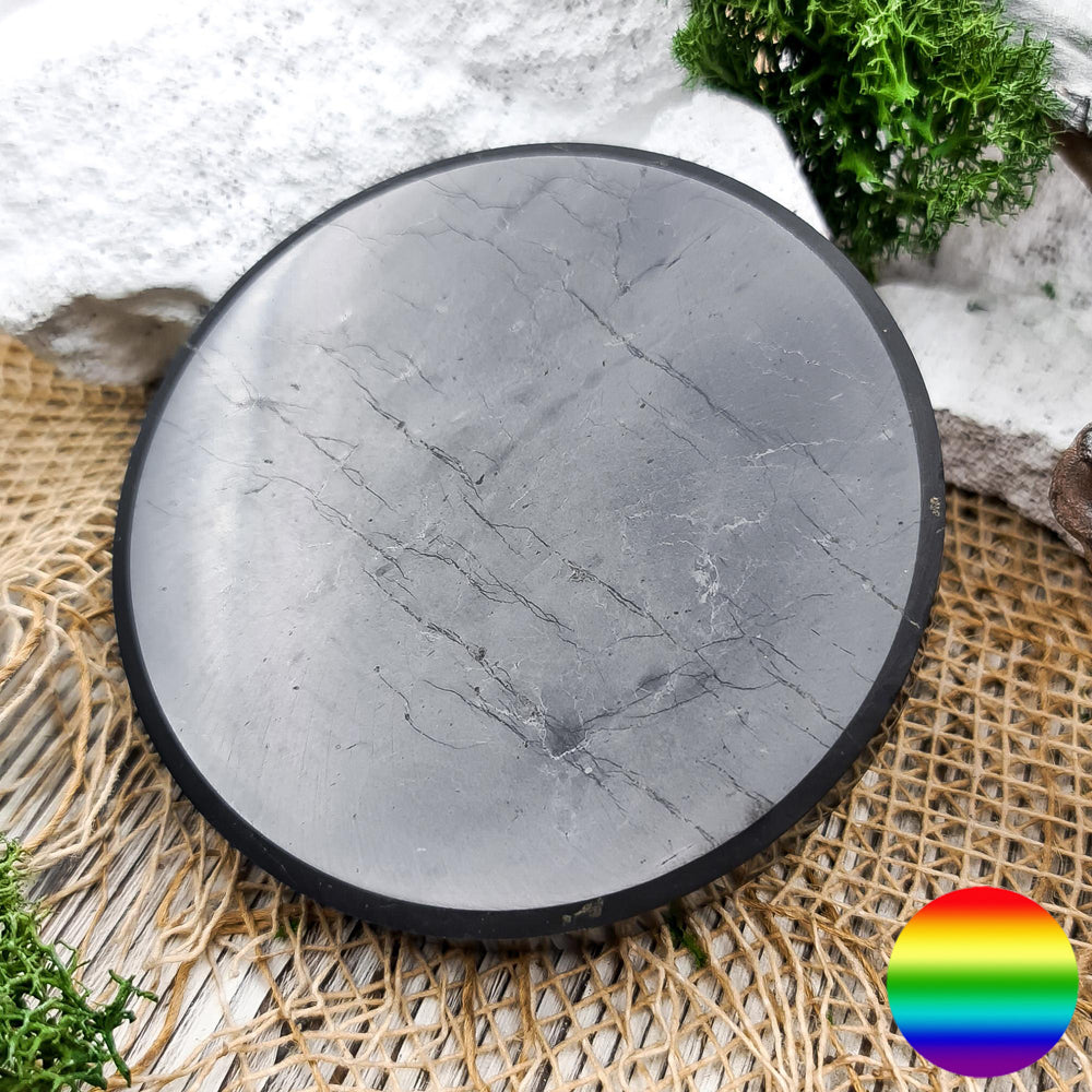 Schutzplatte Schungit - rund 70mm | poliert