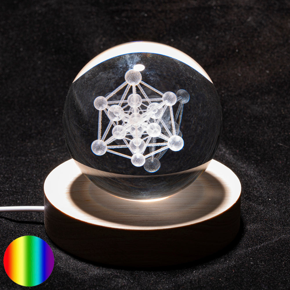 Kristallkugel Metatron mit LED