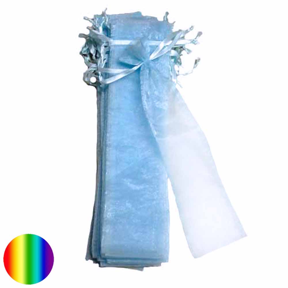 Organza Täschchen lang blau 8 x 34 cm