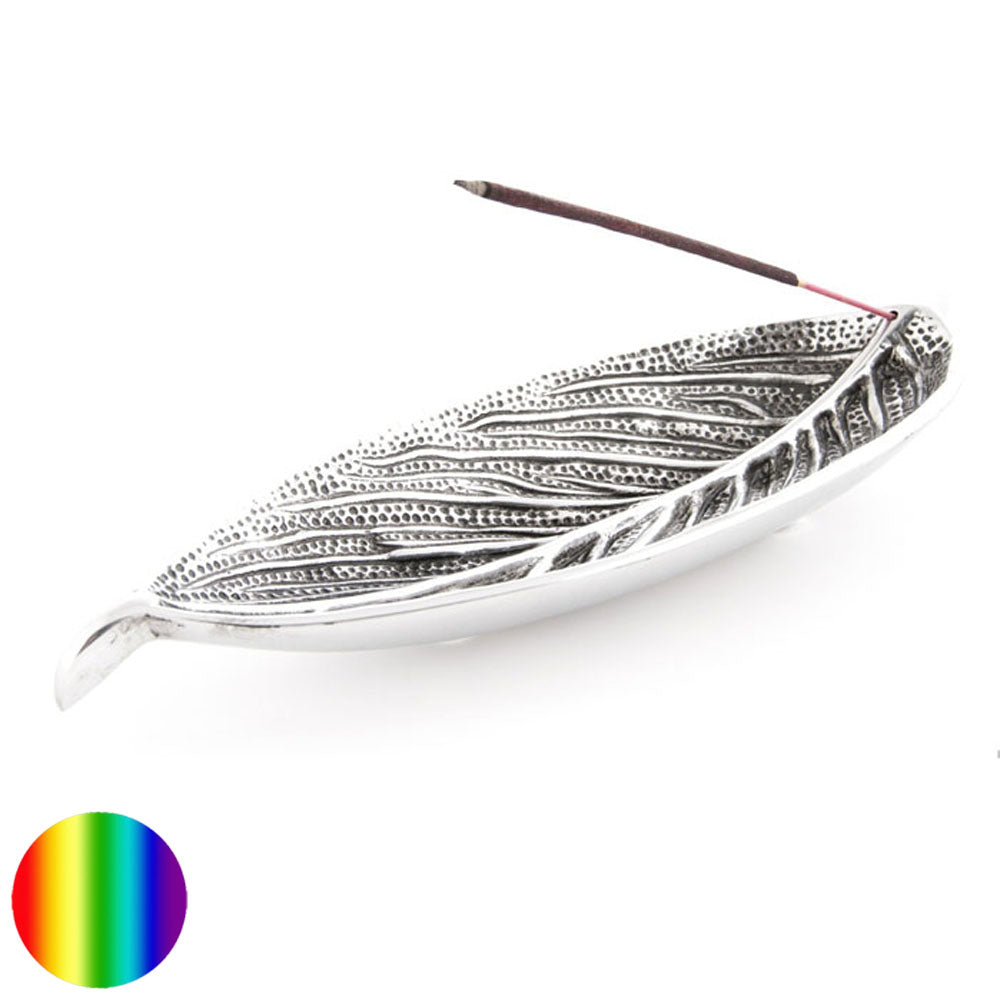 Stäbchenhalter - Blatt Weissmetall