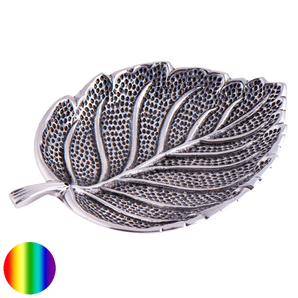 Räucherstäbchenhalter - Blatt Weissmetall