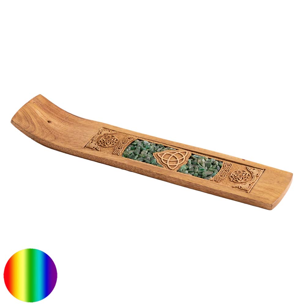 Räucherstäbchen Holzhalter - Keltischer Knoten mit Aventurin