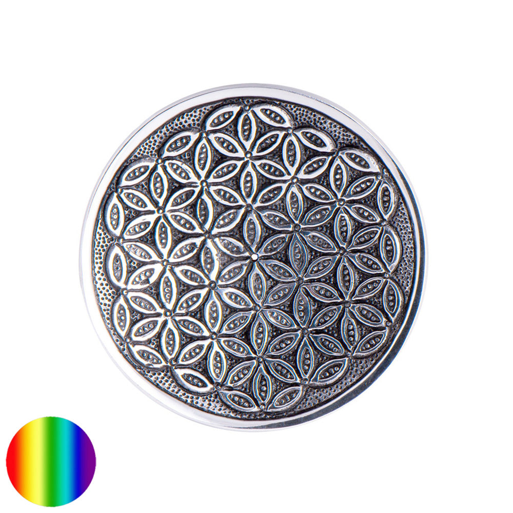 Stäbchenhalter Weissmetall Relief rund - Lebensblume