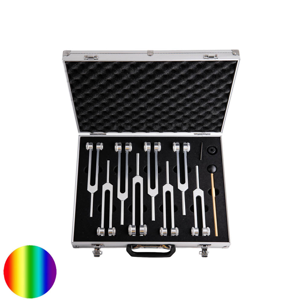 Stimmgabeln Set im Koffer - Chakra gewichtet | 8 Stimmgabeln