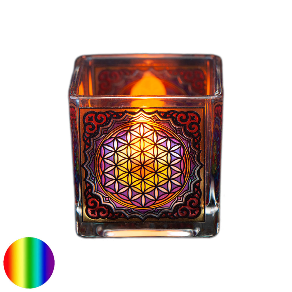 Teelichtglas Blume des Lebens