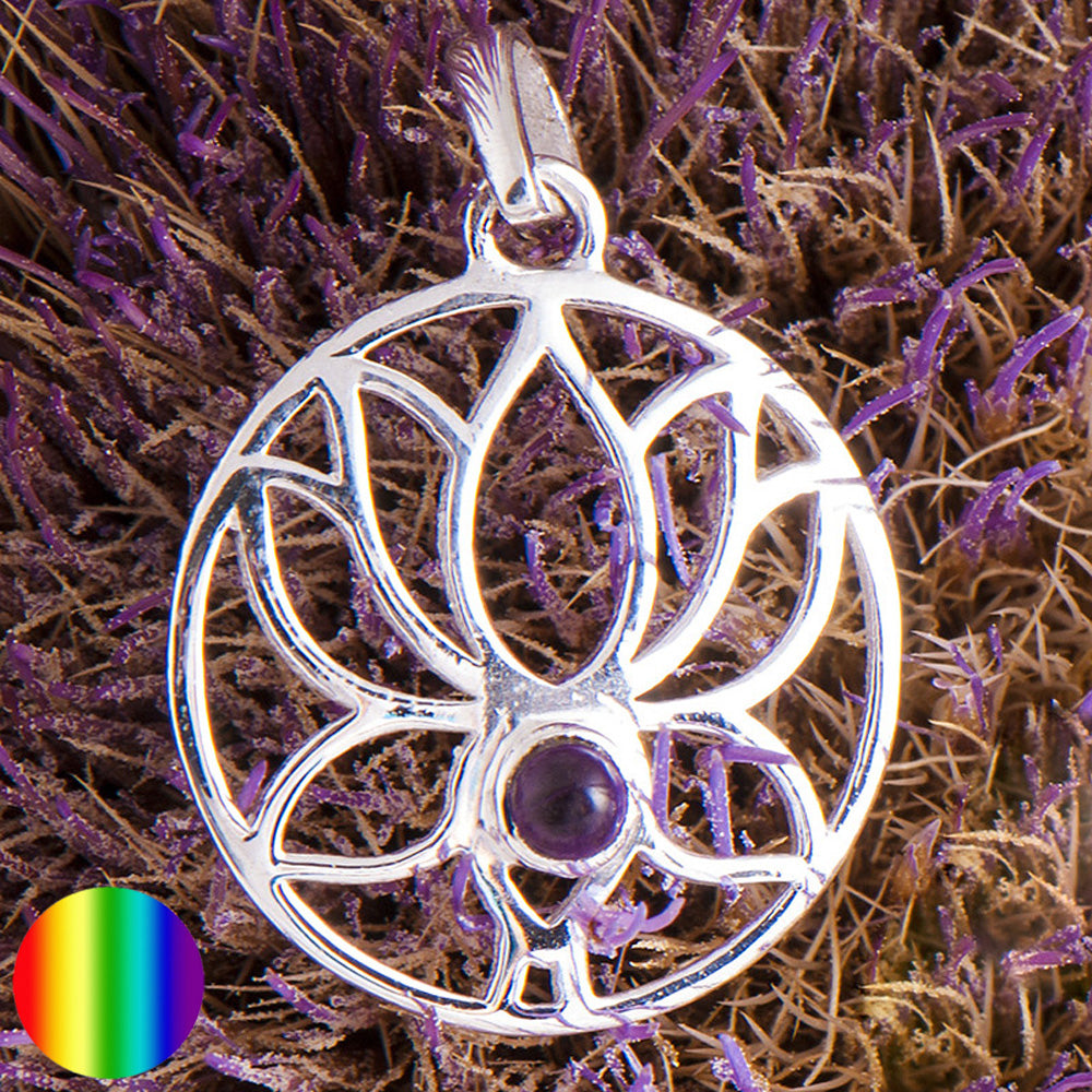 Lotus Anhänger mit Amethyst