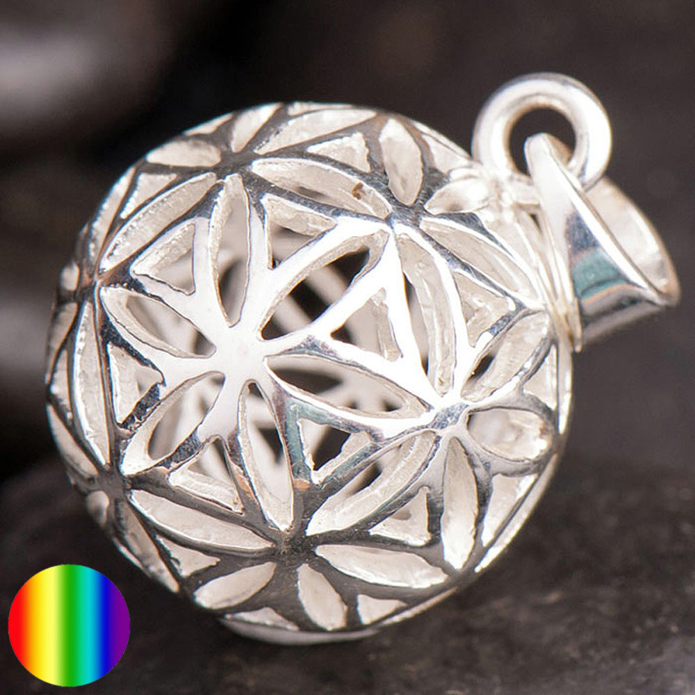 Anhänger-Kugel Blume des Lebens - Silber 17mm
