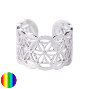 Blume des Lebens Ring Silber flach