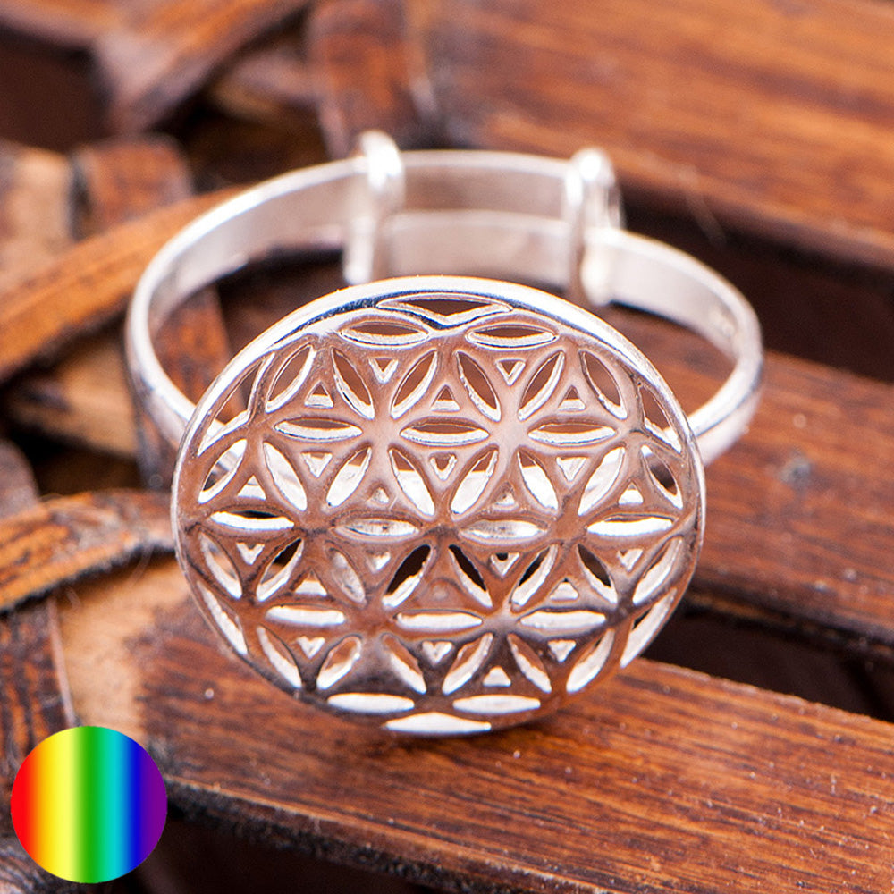 Blume des Lebens Ring Silber 16 mm