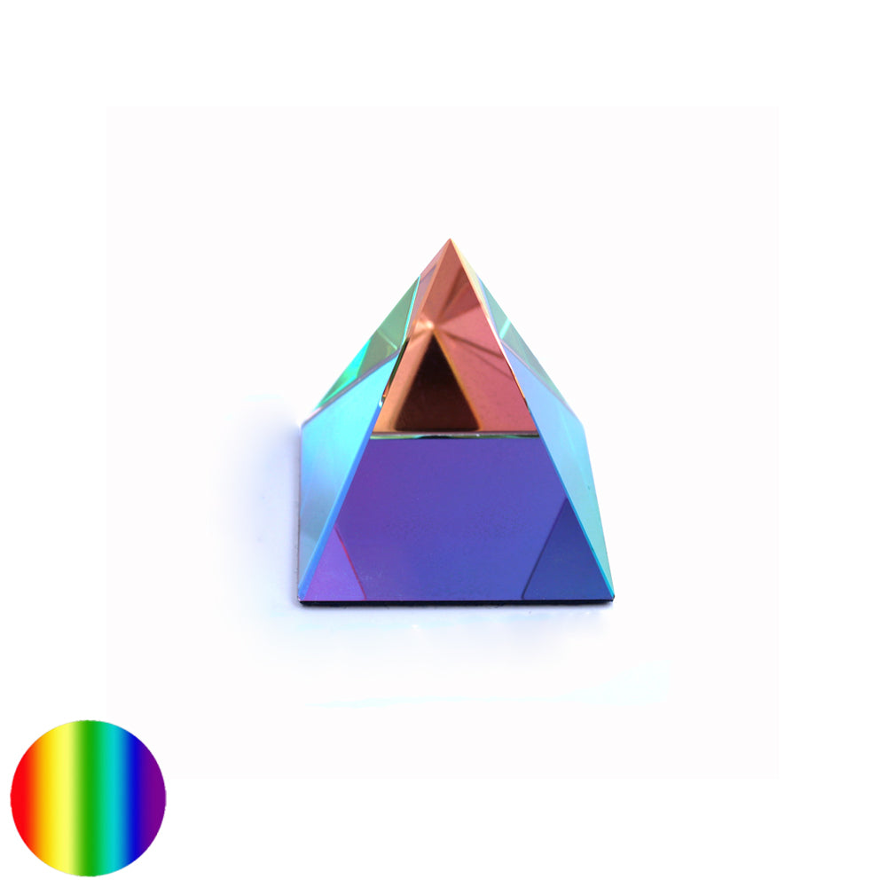 Kristallglas Pyramide 50mm grün-violett irisierend