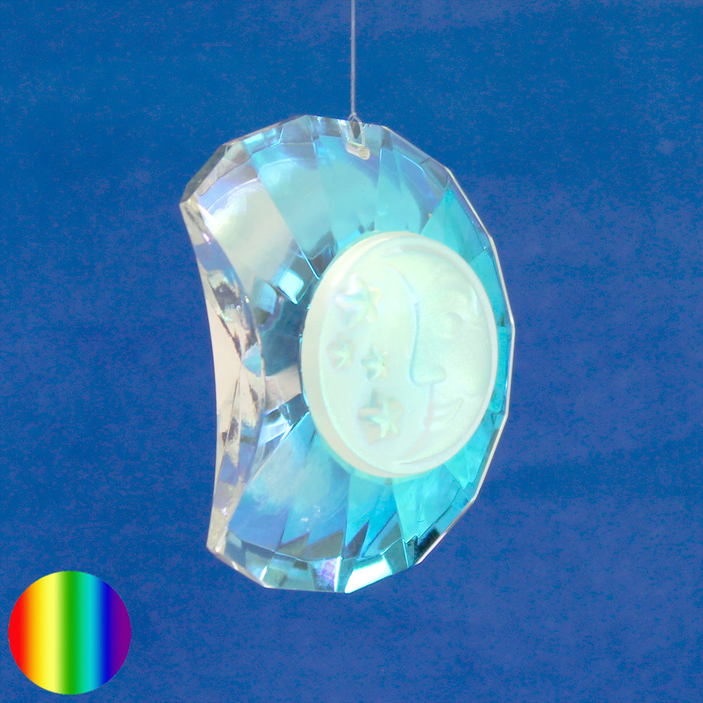 Glas-Kristall - Mond mit Mond zum Aufhängen - irisierend