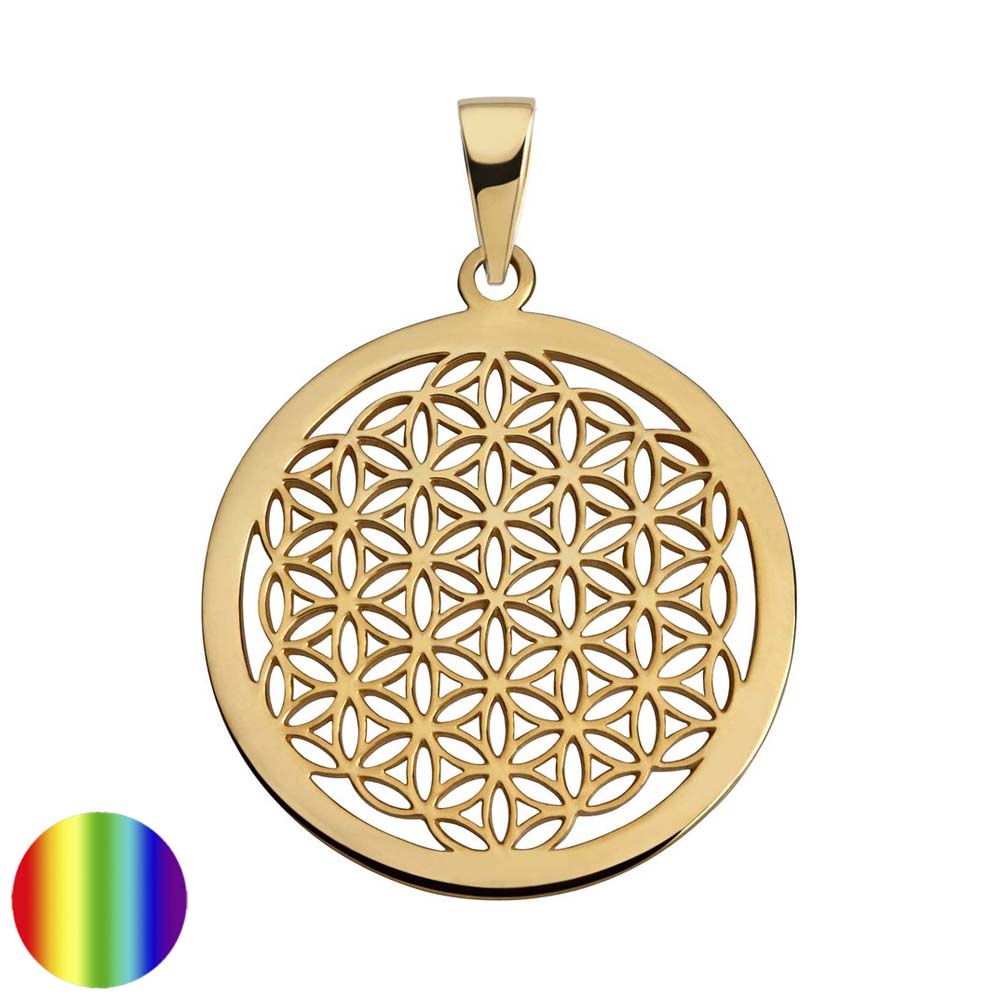 Collection inner Light - Blume des Lebens Anhänger - Silber 30mm vergoldet