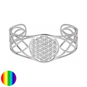 Collection inner Light - Blume des Lebens Armreif - Messing versilbert