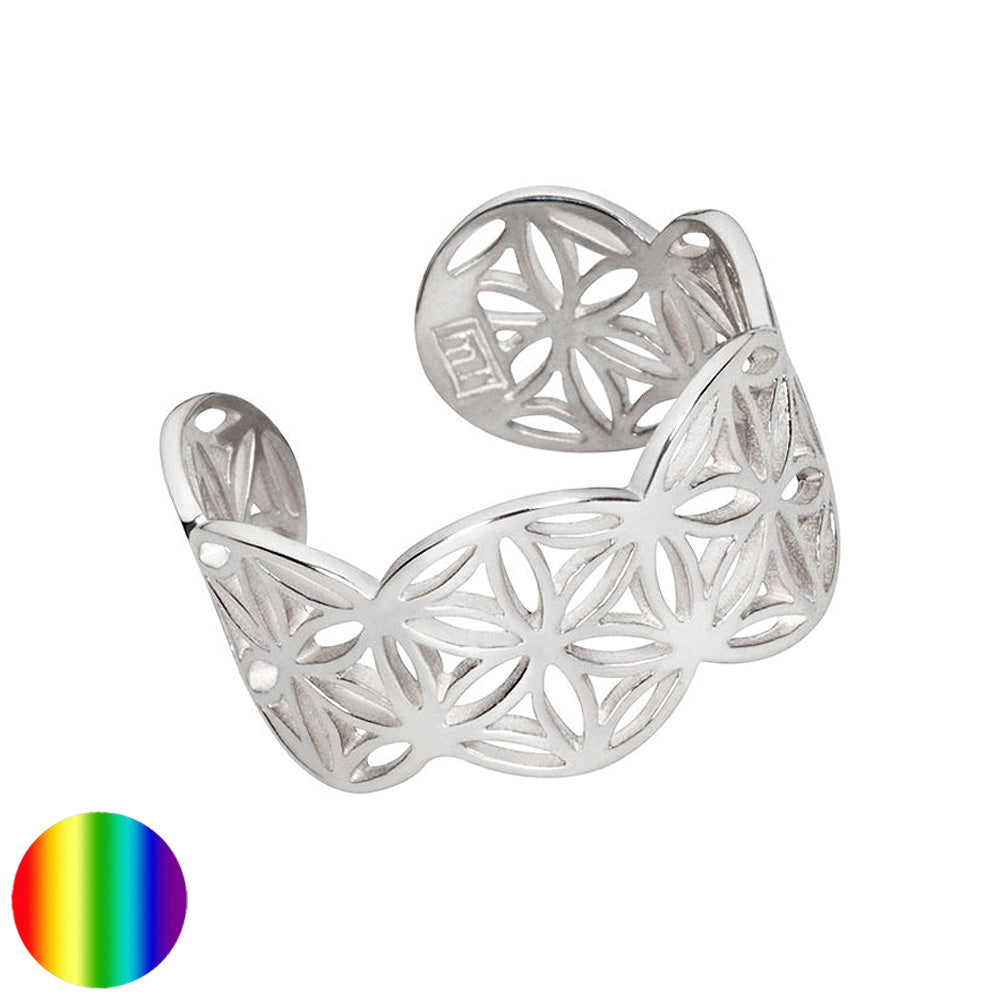 Collection inner Light - Blume des Lebens Ring - Silber flach