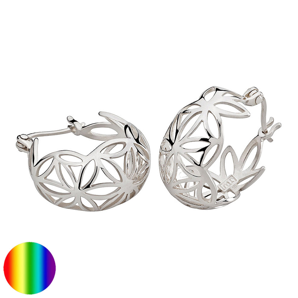 Collection inner Light - Blume des Lebens Ohrringe - gewölbt Silber