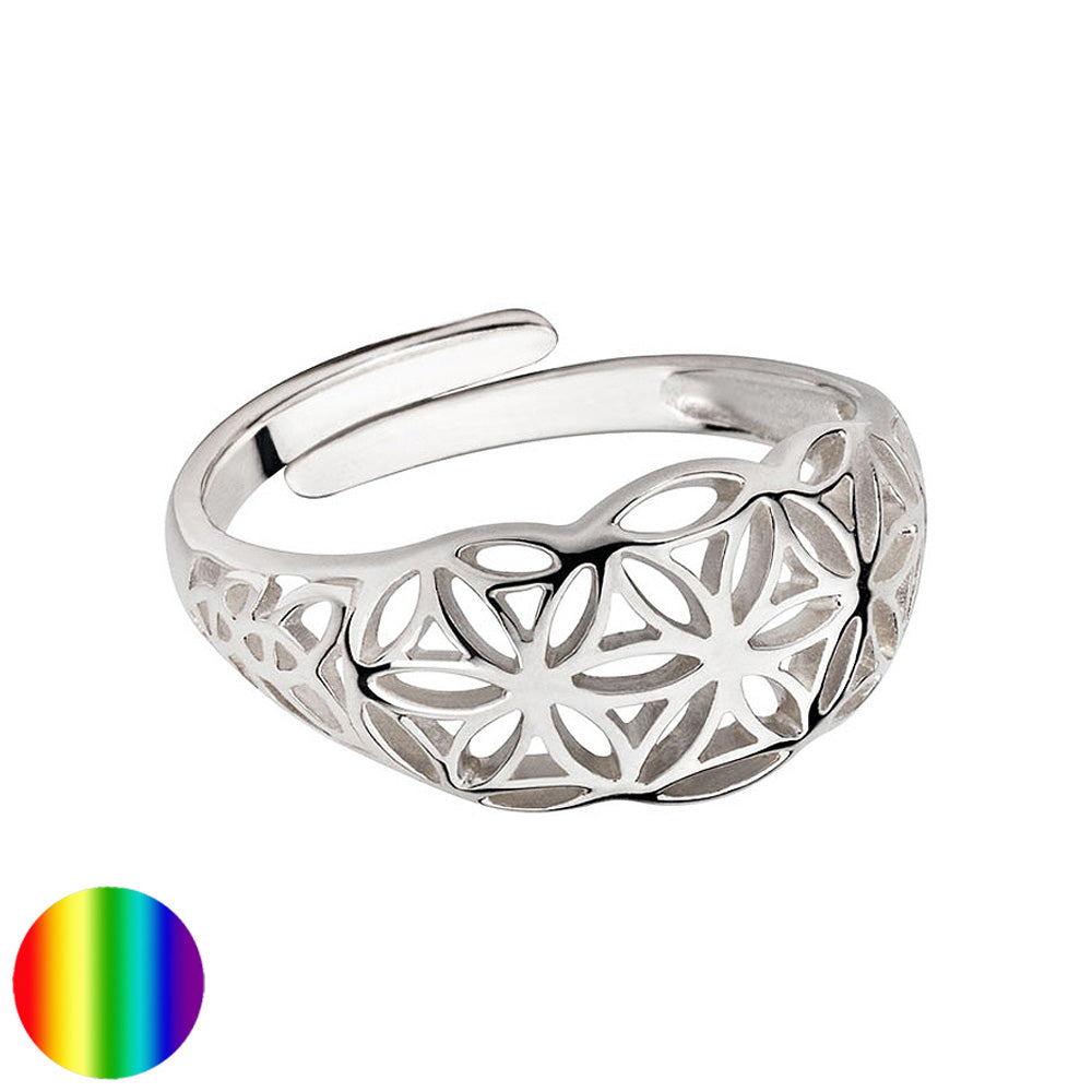 Collection inner Light - Blume des Lebens Ring - Silber gewölbt