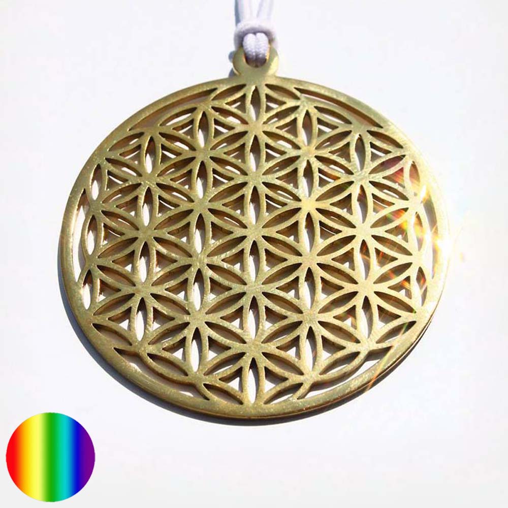 Schutzbild Blume des Lebens 5,3cm - Edelstahl goldfarben
