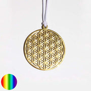 Schutzbild Blume des Lebens 5,3cm - Edelstahl goldfarben