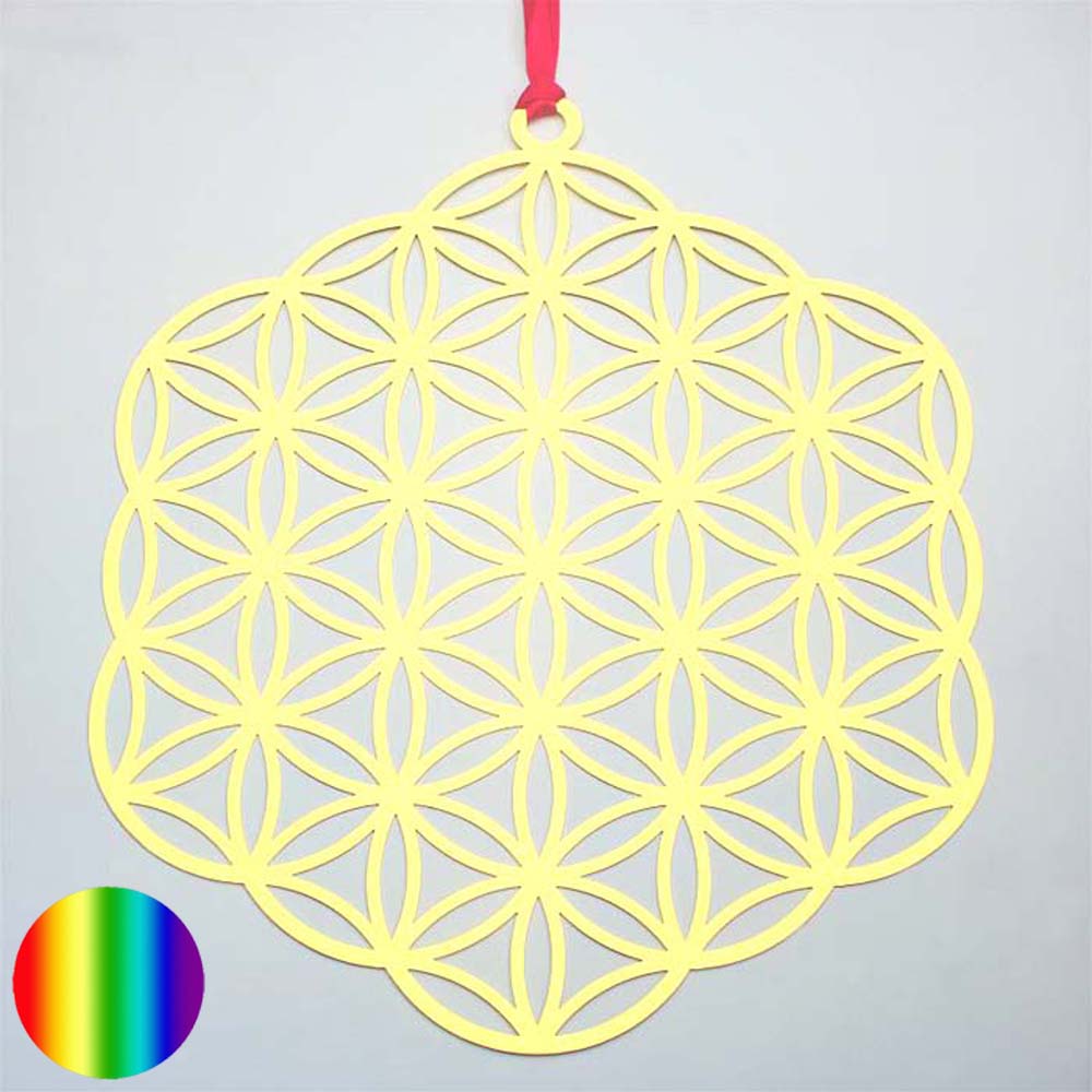Fensterbild - Blume des Lebens golden randlos 18cm